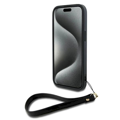 Dėklas DKNY Wrist Strap Stock Logo iPhone 15 Plus  - Juodas 5