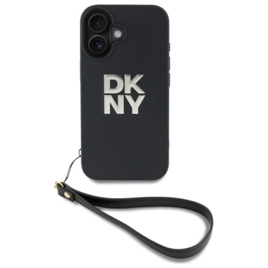 Dėklas DKNY Wrist Strap Stock Logo iPhone 16  - Juodas 1