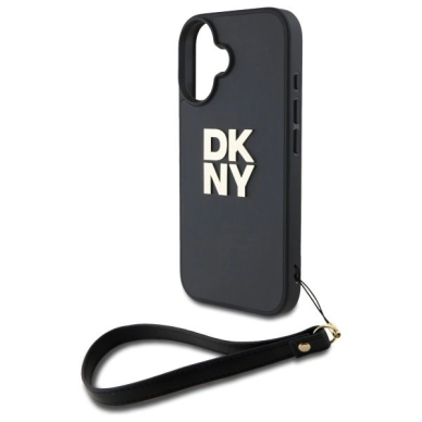 Dėklas DKNY Wrist Strap Stock Logo iPhone 16  - Juodas 4