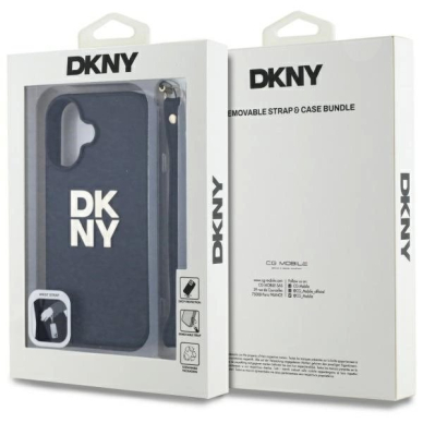 Dėklas DKNY Wrist Strap Stock Logo iPhone 16  - Juodas 6