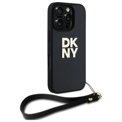 Dėklas DKNY Wrist Strap Stock Logo iPhone 16 Pro  - Juodas 2