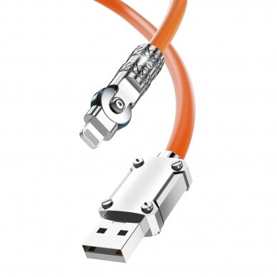 Dudao 30W USB to Lightning charging cable 180° Rotation 1 m - Oranžinis 1