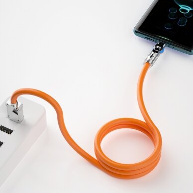 Dudao 30W USB to Lightning charging cable 180° Rotation 1 m - Oranžinis 2