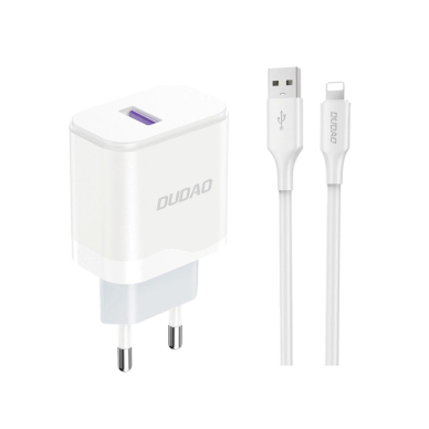 Dudao A20EU USB-A 18W network Įkroviklis  - baltas + USB-A - Lightning Kabelis