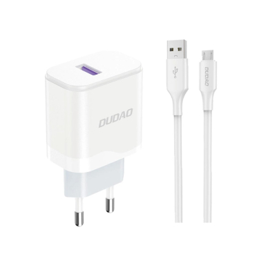 Dudao A20EU USB-A 18W network Įkroviklis  - baltas + USB-A - micro USB Kabelis