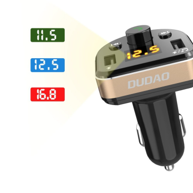 AKCIJA! FM Moduliatorius Dudao Bluetooth FM Transmitter MP3 Car Charger 2x USB 3.1 A juodas  4