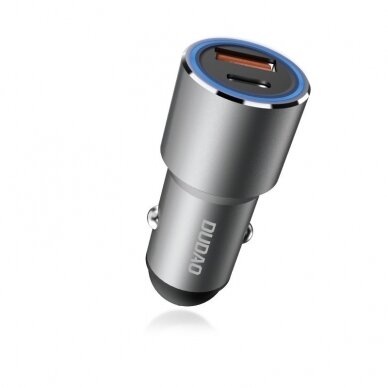 Automobilnis įkroviklis Dudao car charger USB / USB Typ C Power Delivery Quick Charge 22,5 W pilkas 2