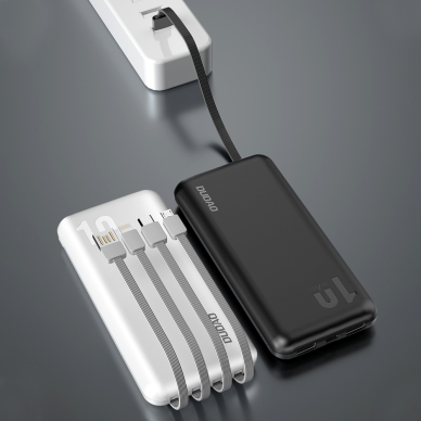 Daugiafunkcinė Išorinė Baterija Dudao K6Pro 10000mAh su kabeliais USB, USB Type-C, Lightning Balta (K6Pro-white) 3