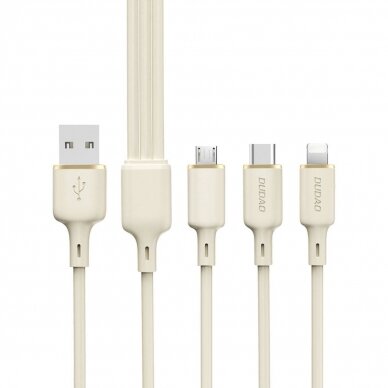 Dudao L7SE 3in1 Kabelis USB-C - USB-C / Lightning / micro USB 66W 1.2m - beige