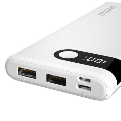 Išorinė baterija Dudao power bank 10000 mAh 2x USB / USB Typ C / micro USB 2 A with LED display balta 2