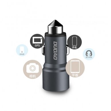 Automobilnis įkroviklis Dudao Universal Car Charger 2x USB 3.1A pilkas 7