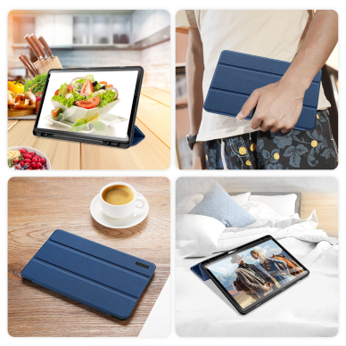 Dux Ducis Domo Samsung Galaxy Tab S9 FE Dėklas su stovu - Mėlynas 9