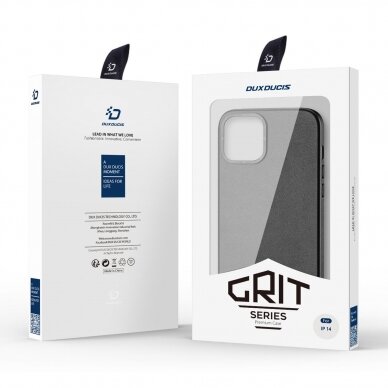 Dėklas Dux Ducis Grit Leather iPhone 14 (suderinamas su MagSafe) juodas 4