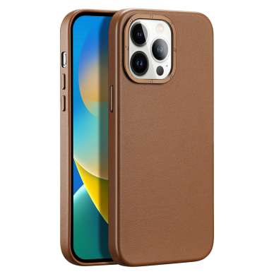 Dėklas Dux Ducis Grit Leather Case for iPhone 14 Pro Rudas 2