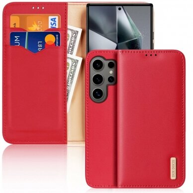 Dėklas Dux Ducis Hivo case with flap and RFID blocker for Samsung S24 Ultra - Raudonas