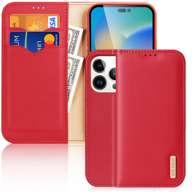 Dėklas Dux Ducis Hivo Leather iPhone 14 Pro Raudonas