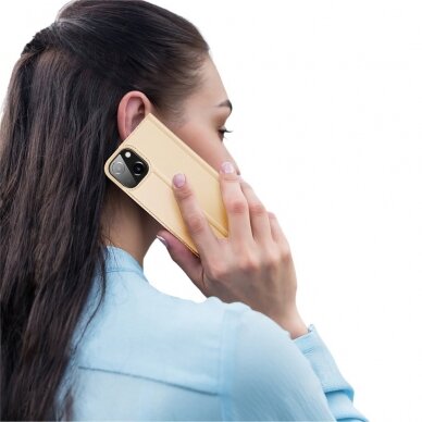 Atverčiamas dėklas Dux Ducis Skin Pro iPhone 13 mini Auksinis 8