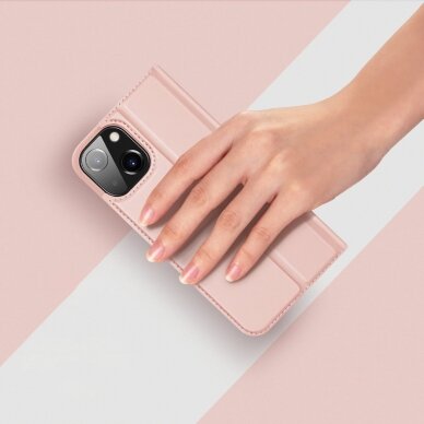 Atverčiamas dėklas Dux Ducis Skin Pro iPhone 13 mini Rožinis 11