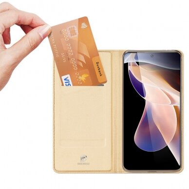 Atverčiamas Dėklas Dux Ducis Skin Pro Xiaomi Redmi Note 11 Pro + / 11 Pro Auksinis 1