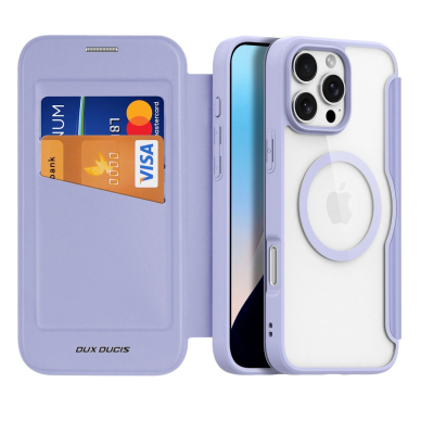 Atverčiamas Dėklas Dux Ducis Skin X Pro iPhone 16 Pro  MagSafe and Flip Cover - Violetinis 1