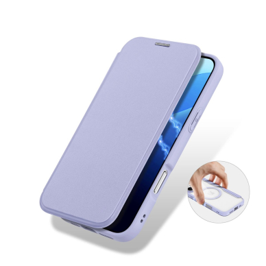 Atverčiamas Dėklas Dux Ducis Skin X Pro iPhone 16 Pro  MagSafe and Flip Cover - Violetinis 7