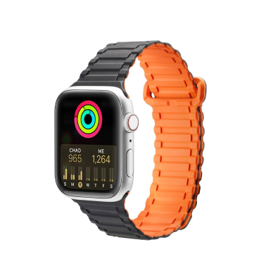 Apyrankė Dux Ducis Strap (Armor Version) Apple Watch 9, SE, 8, 7, 6, 5, 4, 3, 2, 1 (41, 40, 38 mm) Juoda/Oranžinė