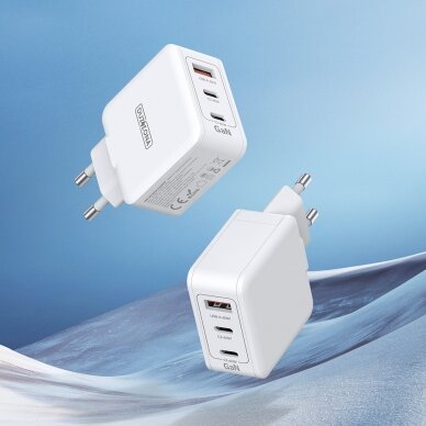 [Užsakomoji prekė] Duzzona - Wall Charger 3in1 (T9) - USB, 2x USB-C, GaN Fast Charging 65W - Baltas 1