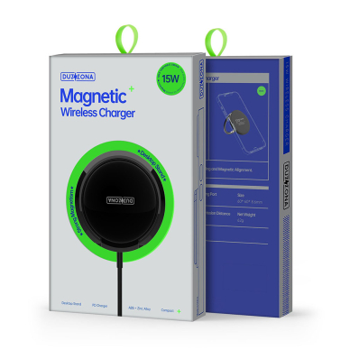 [Užsakomoji prekė] Duzzona - Wireless Charger (W1) - with Magnetic Attach on iPhone and Desk Stand, 15W - Juodas 5