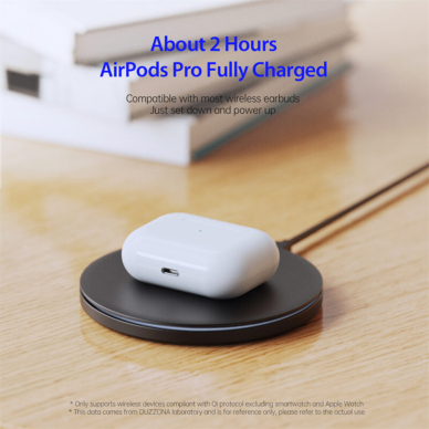 [Užsakomoji prekė] Duzzona - Wireless Charger (W8) - for Phones and AirPods, with Cable Type-C, 1m, 15W - Juodas 1