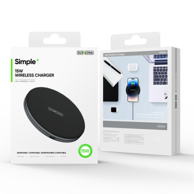 [Užsakomoji prekė] Duzzona - Wireless Charger (W8) - for Phones and AirPods, with Cable Type-C, 1m, 15W - Juodas 7