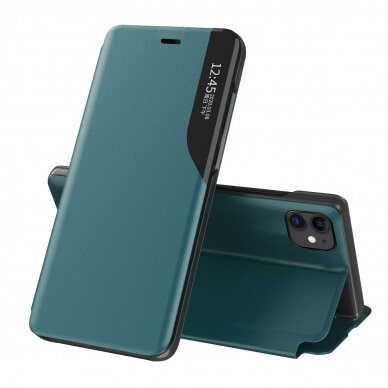 Atverčiamas dėklas Eco Leather View iPhone 13 mini tamsiai žalias