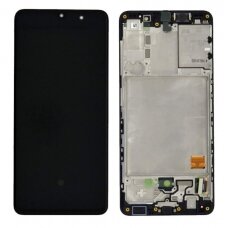 Ekranas Samsung A415 A41 su lietimui jautriu stikliuku ir rėmeliu originalus Juodas (service pack)