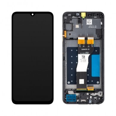 Ekranas Samsung A057 A05s su lietimui jautriu stikliuku ir rėmeliu originalus Juodas (service pack)