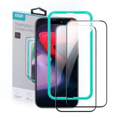 ESR Apsauginis stiklas 2-PACK IPHONE 15 PRO Juodas