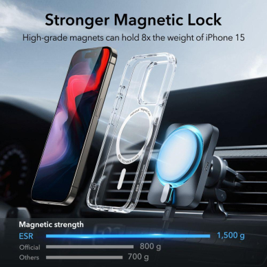 Dėklas ESR CH HALOLOCK MAGSAFE IPHONE 15 PRO Permatomas 1