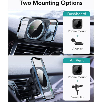 LAIKIKLIS ESR HALOLOCK MAGSAFE MAGNETIC CAR MOUNT SET JUODAS 2