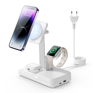 [Užsakomoji prekė] ESR - Premium 6in1 Wireless Charging Station HaloLock CryoBoost (6E007) - iPhone MagSafe, AirPods, Apple Watch, 100W - Baltas 5