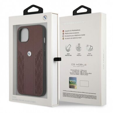 Originalus dėklas BMW BMHCP13SRSPPR Leather Curve Perforate iPhone 13 mini raudonas 6