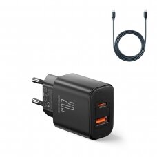 EU Joyroom JR-TCF05 20W USB-A USB-C Įkroviklis  + USB-C Kabelis - Juodas