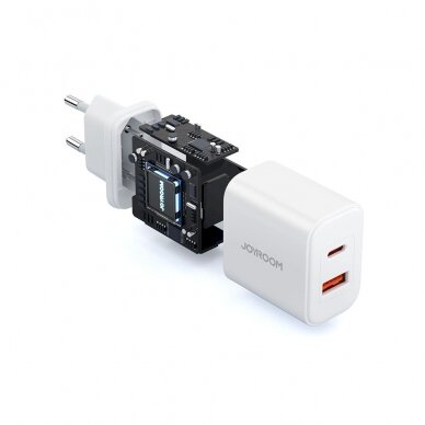 EU Joyroom JR-TCF05 20W USB-A USB-C Įkroviklis  + USB-C Kabelis - baltas 9