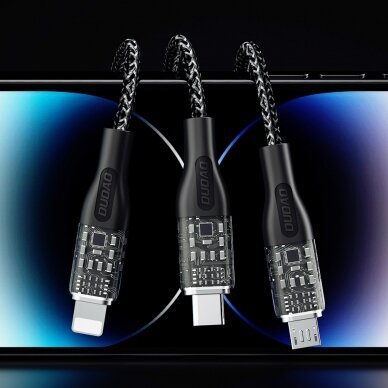 Fast charging cable 120W 1m 3in1 USB - USB-C / microUSB / Lightning Dudao L22X - Sidabrinis 2