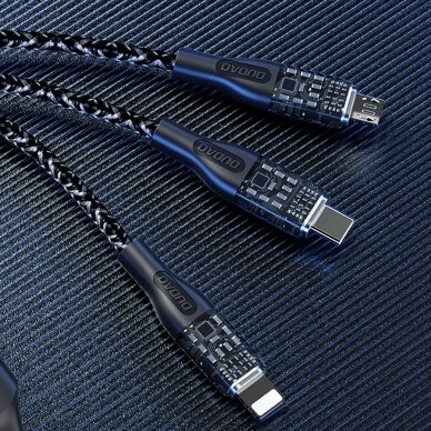 Fast charging cable 120W 1m 3in1 USB - USB-C / microUSB / Lightning Dudao L22X - Sidabrinis 7
