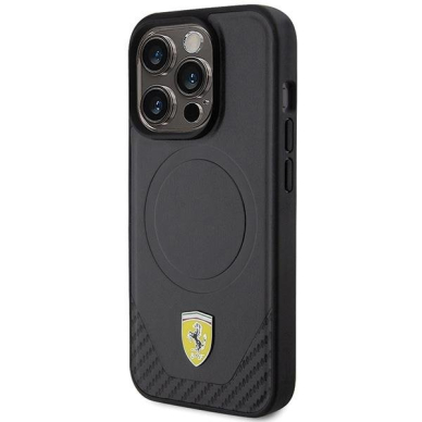 Ferrari Carbon Metal Logo MagSafe case for iPhone 15 Pro - black 1