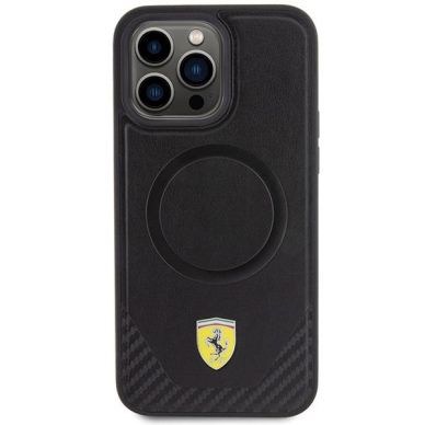 Ferrari Carbon Metal Logo MagSafe case for iPhone 15 Pro Max - black 2