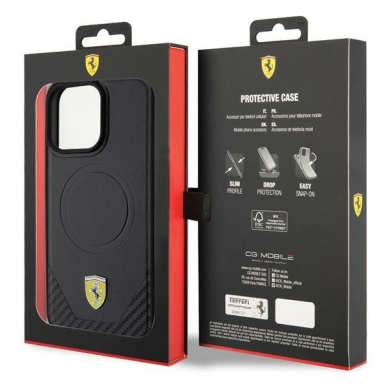 Ferrari Carbon Metal Logo MagSafe case for iPhone 15 Pro Max - black 7