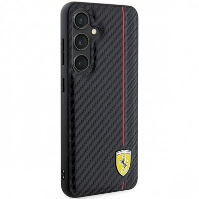 Ferrari Carbon Printed Line Dėklas Samsung Galaxy S24 - Juodas 3