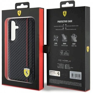 Ferrari Carbon Printed Line Dėklas Samsung Galaxy S24 - Juodas 7