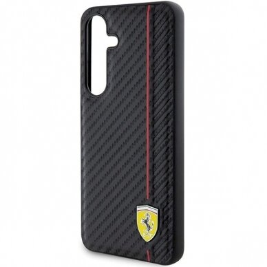 Ferrari Carbon Printed Line Dėklas Samsung Galaxy S24+ - Juodas 5