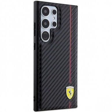 Ferrari Carbon Printed Line Dėklas Samsung Galaxy S24 Ultra - Juodas 3