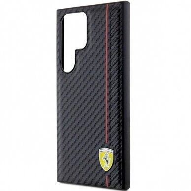 Ferrari Carbon Printed Line Dėklas Samsung Galaxy S24 Ultra - Juodas 5